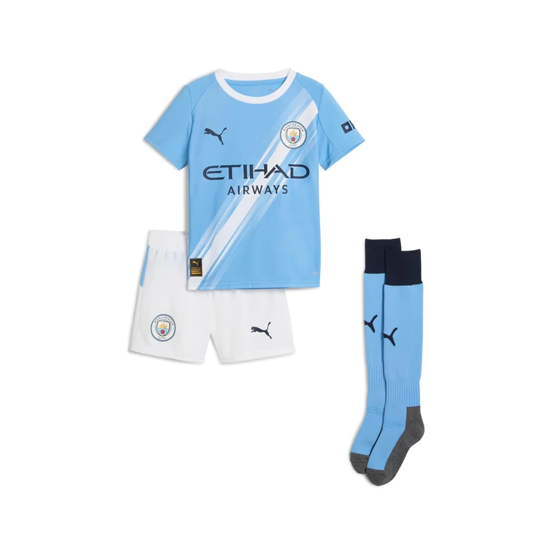 PUMA Manchester City FC Kids' Home Minikit 25/26, Blue (Team Light Blue x White), 104