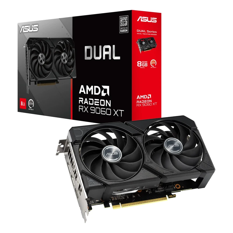 ASUS DUAL RX9060 XT, PCIe5, 8GB DDR6, HDMI, 2 DP, Compact SFF-Ready