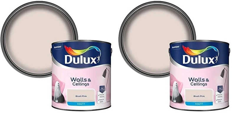 Dulux Walls & Ceilings Matt Emulsion Paint, Blush Pink, 2.5 Litres (Pack of 2)