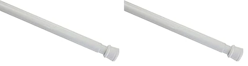 GARDINIA Tension Rod, Metal Rod, Extendable, Curtain Pole without Drilling or Screwing Required, Diameter 23/26 mm, Length 90-140 cm, White (Pack of 2)
