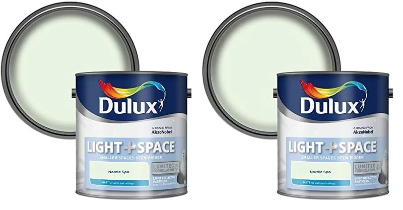 Dulux 500004 Light & Space Matt Emulsion Paint For Walls And Ceilings - Nordic Spa 2.5L (Pack of 2)