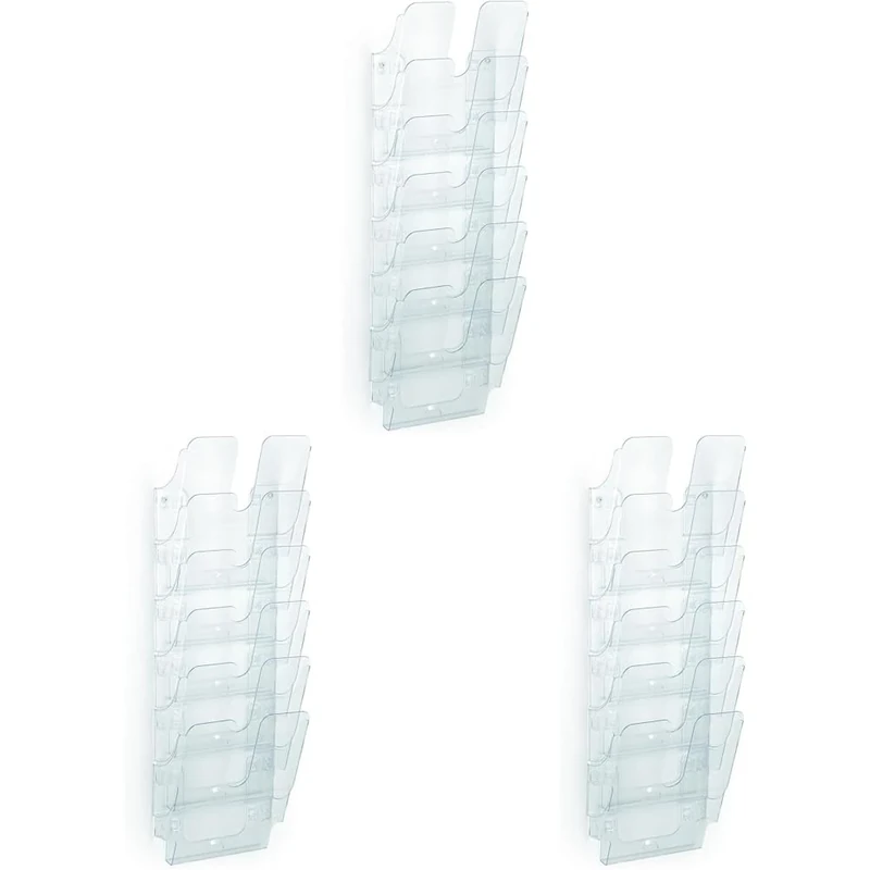 Durable FLEXIPLUS 6 A4 Portrait Literature Holder - Transparent - Easy To Install Wall Mounted Document Holder - Perfect For Flyers, Brochures, Etc. (Pack of 3)