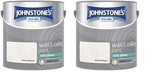 Johnstone's - Wall & Ceiling Paint - White Whisper - Soft Sheen Finish- Emulsion Paint - Fantastic Coverage - Easy to Apply - Dry in 1-2 Hours - 12m2 Coverage per Litre - 2.5L (Pack of 2)