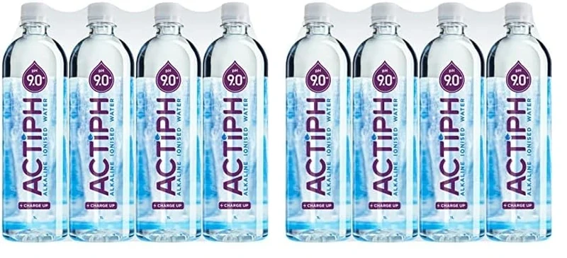 Alkaline Ionised Spring Water pH9+ Purified with Electrolytes Clean and Smooth Taste ACTIPH Water (1L x12) (Pack of 2)