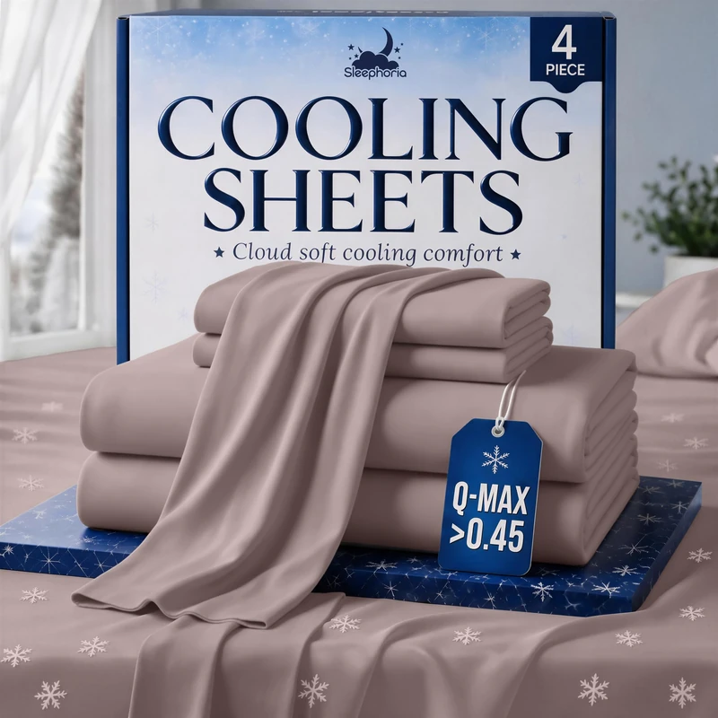 SLEEPHORIA 4 PC Cooling Sheets Queen Size Bed Set - Temperature Regulating Bedding for Hot Sleepers - Deep Pocket Cooling Bed Sheets Queen for Night Sweats and All-Night Cool Comfort (Light Pink)