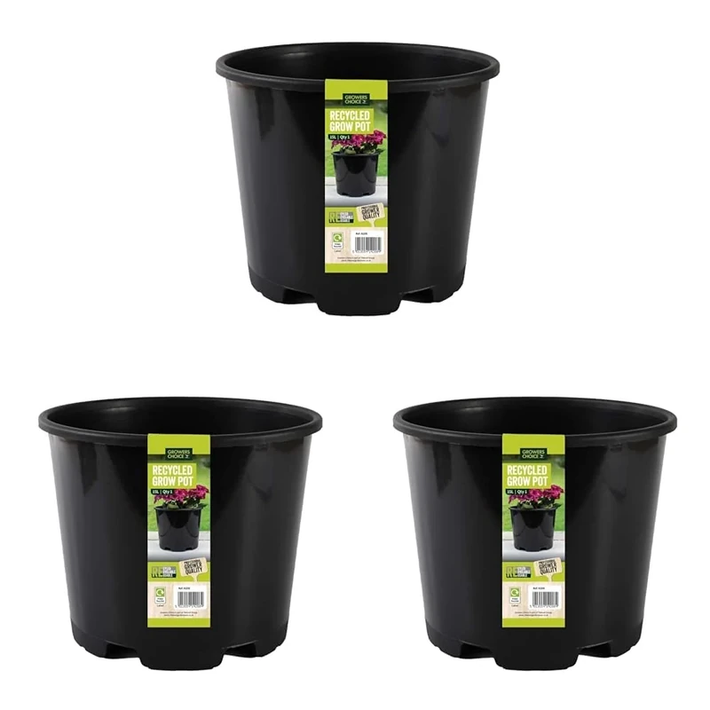 Bosmere TILDENET 15 Litre N208 Round Container Pot, Black (Pack of 3)