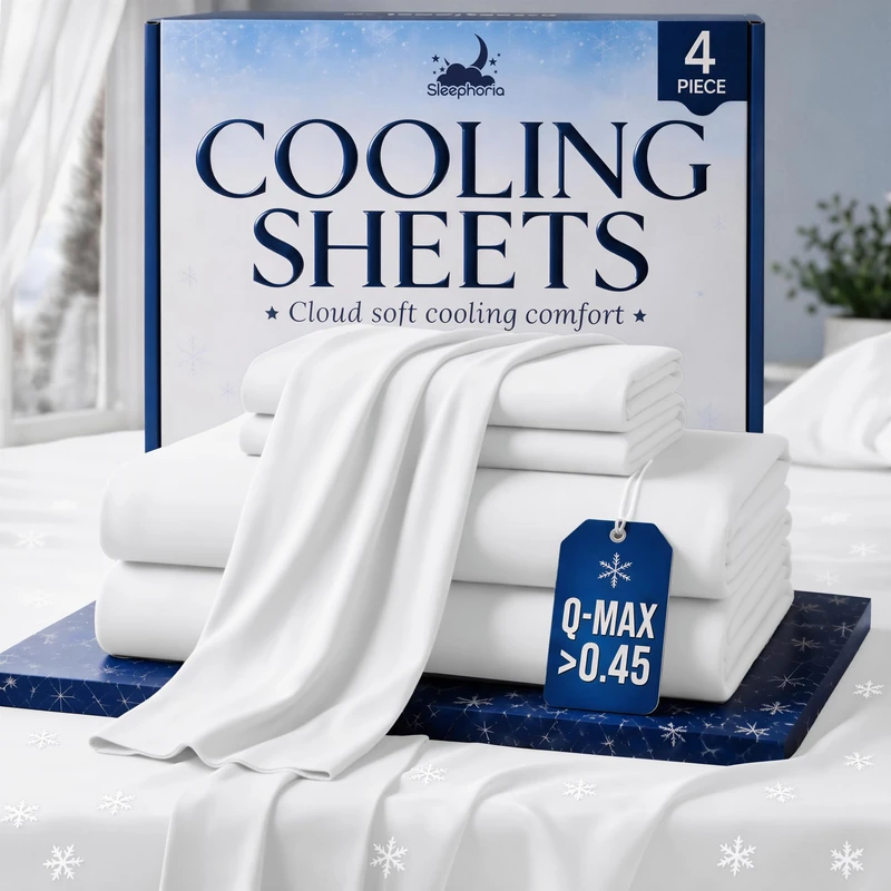 SLEEPHORIA 4 PC Cooling Sheets Full Size Bed Set - Temperature Regulating Bedding for Hot Sleepers - Deep Pocket Cooling Bed Sheets Full for Night Sweats and All-Night Cool Comfort (White)
