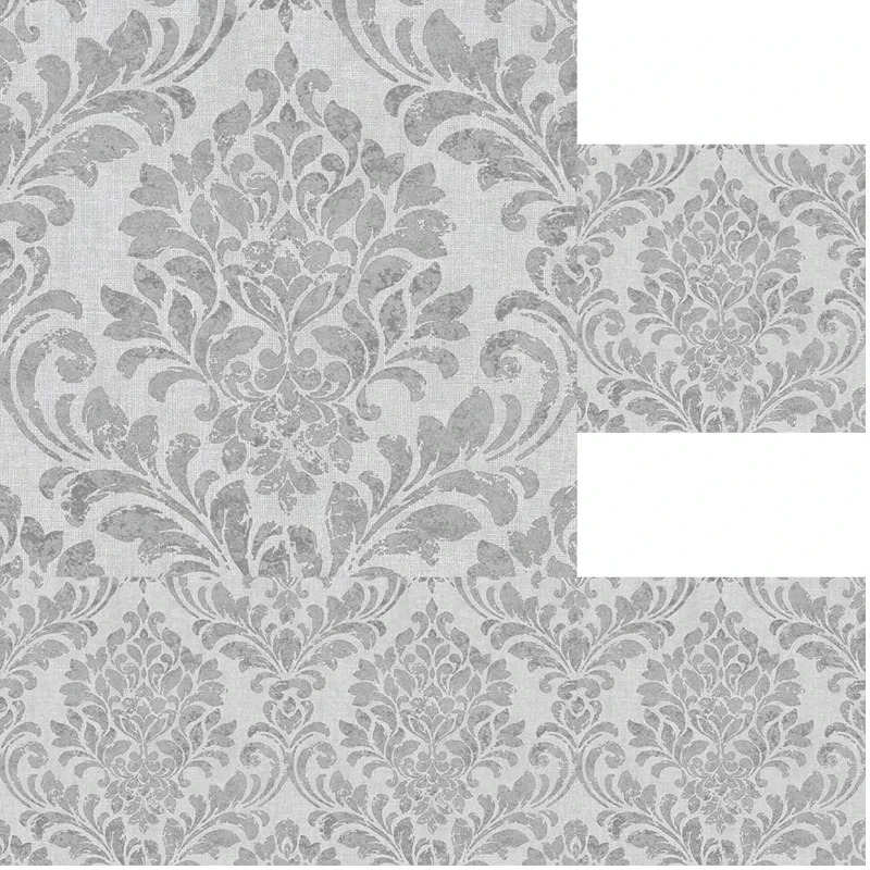 YöL Eleanor Damask Wallpaper Darcy James Classic Metallic Grey (Pack of 5) - Image 1