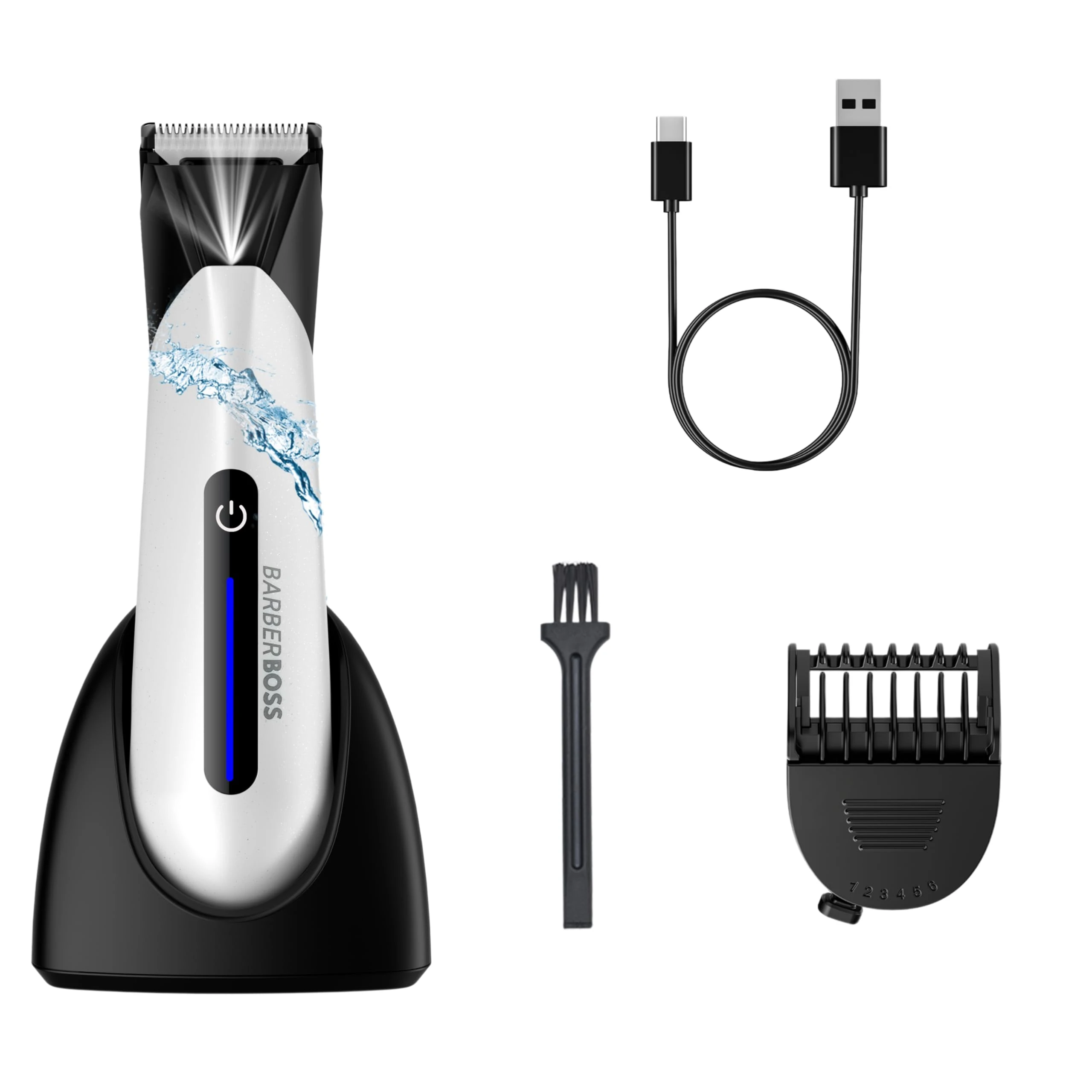 BarberBoss Men’s Ball Trimmer: Ball Shaver, Groin Trimmer Men, Waterproof Grooming Tool for Men, Pubic Hair Clipper & Ball Shaver, Rechargeable Body Groomer