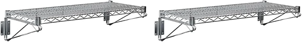 Vogue Steel Wire Wall Shelf 1220mm, Chrome Coated Steel, Size: 1220(W) x 360(D) mm, Maximum Load: 30kg, U202 (Pack of 2)