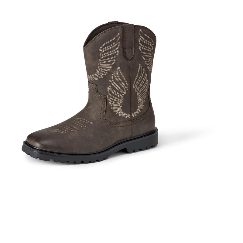 Amazon Essentials Men's Square Toe Western Cowboy Boots, Brown, 11 UK
