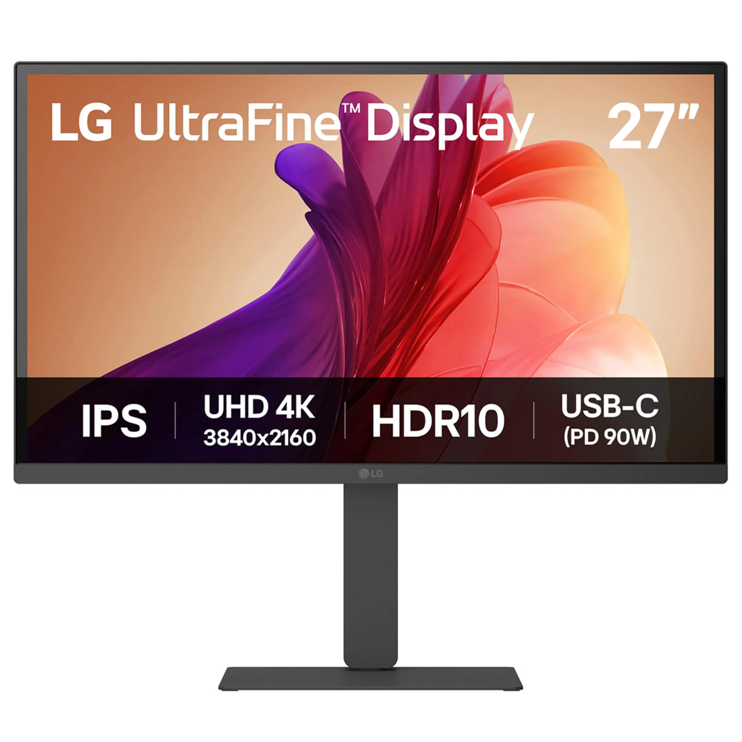 LG UltraFine Monitor 27U730A-B - 4K UHD IPS 27 inch, 60Hz, 5ms GtG, HDR10, Home/Office Display, Eye Care features, Built-in Speakers, HDMI, DisplayPort, USB-C with 90W PD, Black
