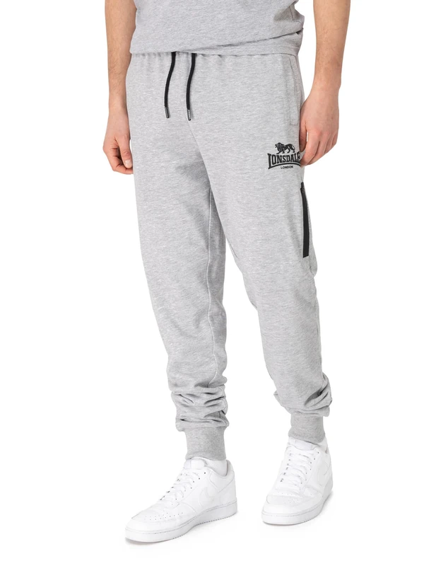Lonsdale Grinstead Men's Jogging Bottoms, Regular Fit, Marl Grey/Black, XL
