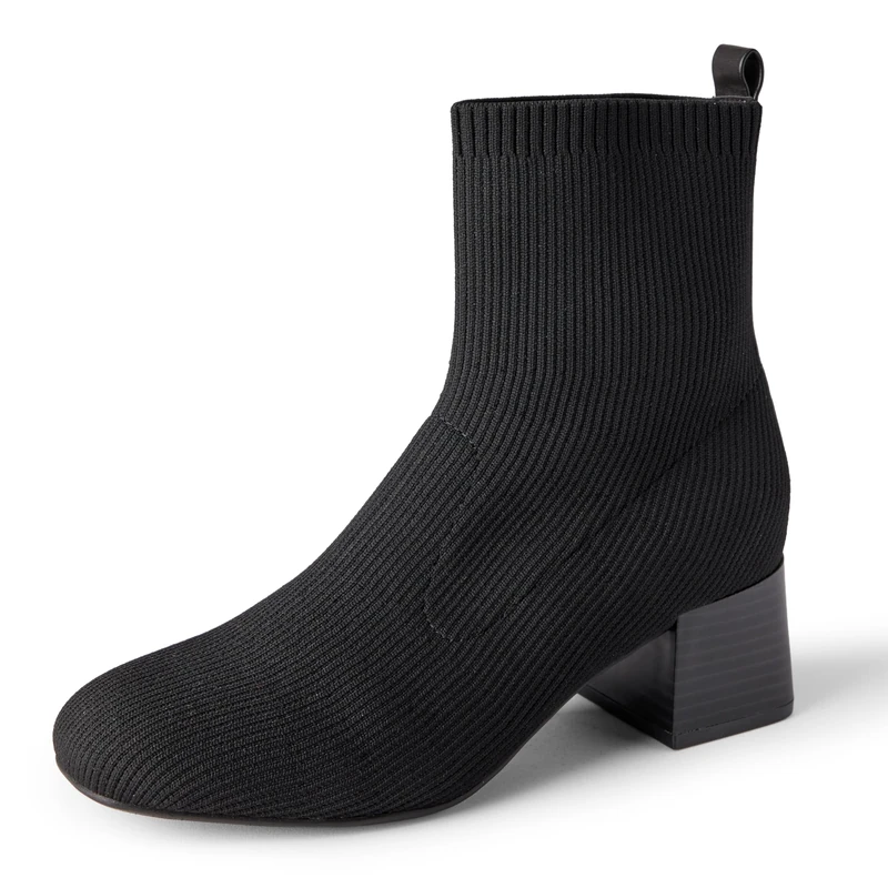 Amazon Essentials Women's Knit Stretch Ankle Sock Boots, Black, 7 UK