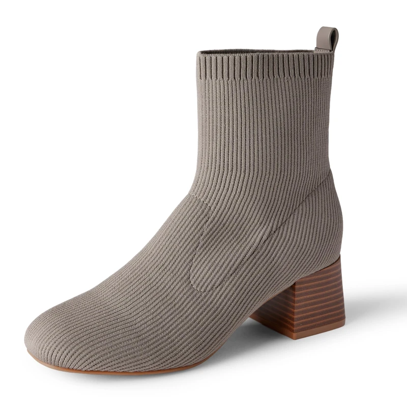 Amazon Essentials Women's Knit Stretch Ankle Sock Boots, Taupe, 11 UK