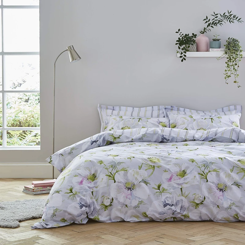 Bianca Artic Poppy Green Duvet Cover Set 50x70x2, Cotton, 260x240+50x70(2)