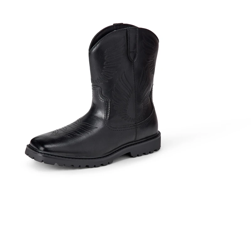 Amazon Essentials Men's Square Toe Western Cowboy Boots, Black, 8.5 UK