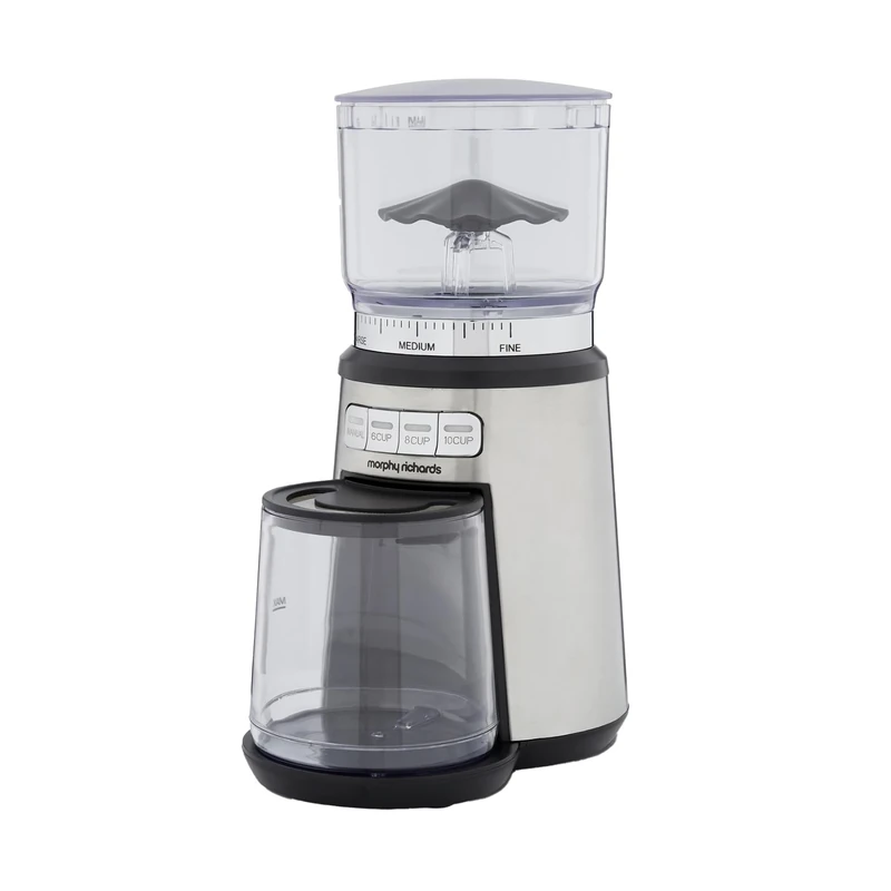 Morphy Richards Electric Coffee Grinder and Burr, 200g Capacity, Removable Grinding Cup, Stainless Steel Body, 20 Grinding Settings, French Press, Cafetiere, Espresso Coffee, 120W, 210253