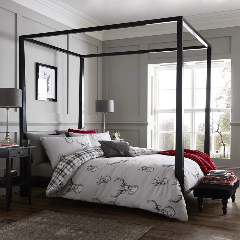 Catherine Lansfield Stags Grey Duvet Cover Set 160x220+50x70