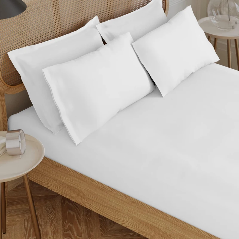 Certified Egyptian Cotton Rich, 400 TC Split King Fitted Sheets - Silky-Soft Luxury Sateen Sheets - Wrinkle-Resistant, Skin Friendly & Breathable - 4 Corner Straps for Zero Bunching & Snug Fit - White