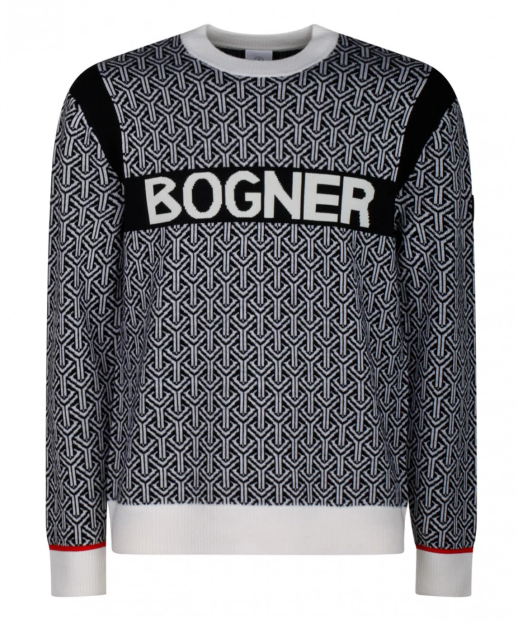 Bogner Pre-Loved Men's Black/White Jacquard Wool Jumper