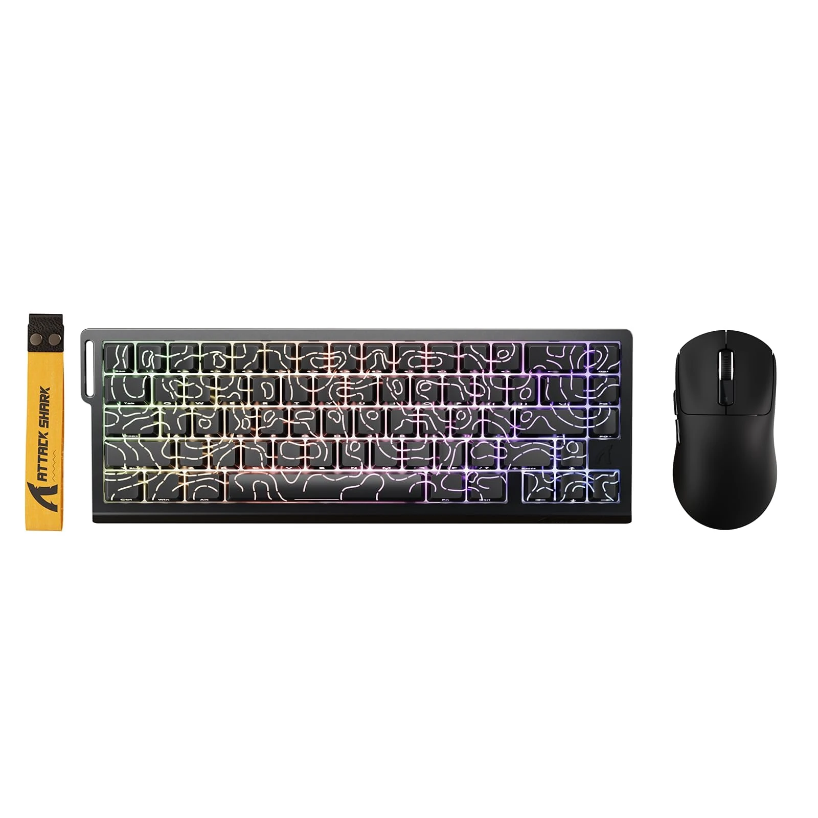 ATTACK SHARK X68 HE Wired Magnetic Keyboard with X3 Wireless Gaming Mouse Combos, 8000Hz Rapid Trigger Keyboard, 0.01mm RT Accuracy, 49g SUPERLIGHT Mouse, PAW3395, 26000 DPI - Black Contours