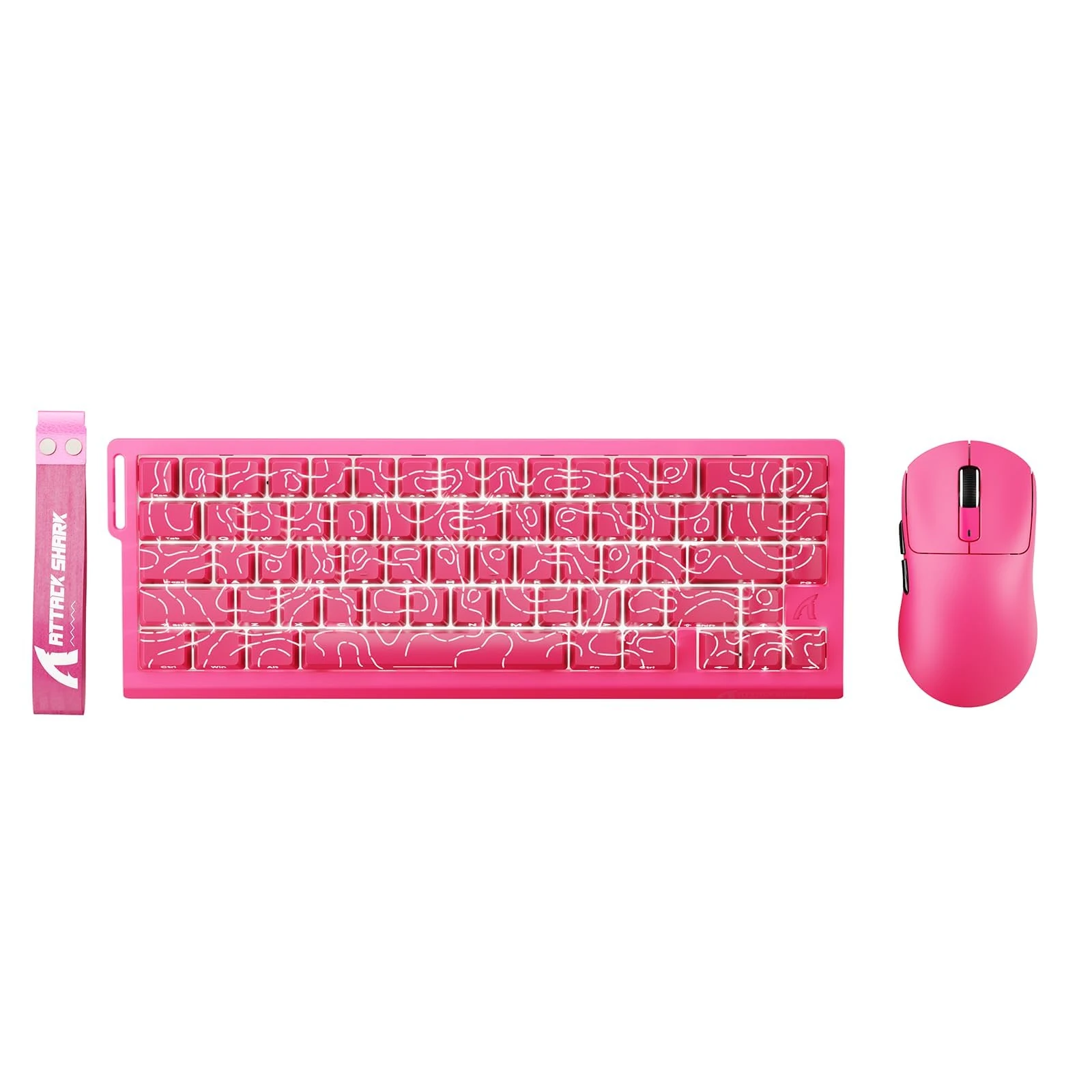 ATTACK SHARK X68 HE Wired Magnetic Keyboard with X3 Wireless Gaming Mouse Combos, 8000Hz Rapid Trigger Keyboard, 0.01mm RT Accuracy, 49g SUPERLIGHT Mouse, PAW3395, 26000 DPI - Pink Contours