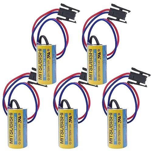 5-Pack 3.6V 1700mAh MR-BAT ER17330V/3.6V A6BAT PLC Battery for FANUC CNC System Non-Rechargeable