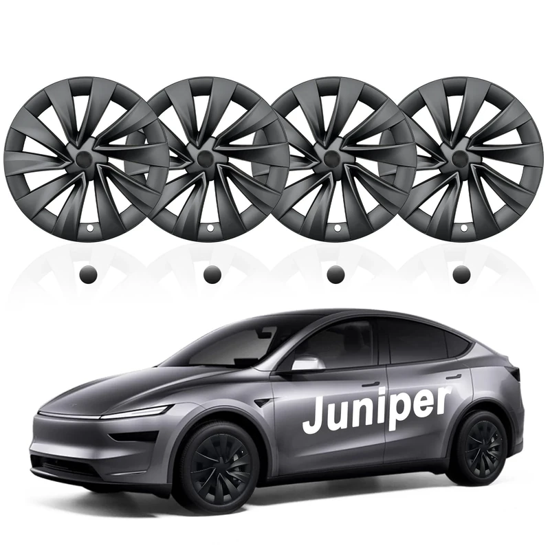 Hubcaps for Tesla Model Y Juniper 2025 2026, 20 Inch Wheel Covers with Center Caps, Cross-Spoke Design Rim Protectors, Easy Clip-On Installation, for Model Y Juniper Accessories (Black)