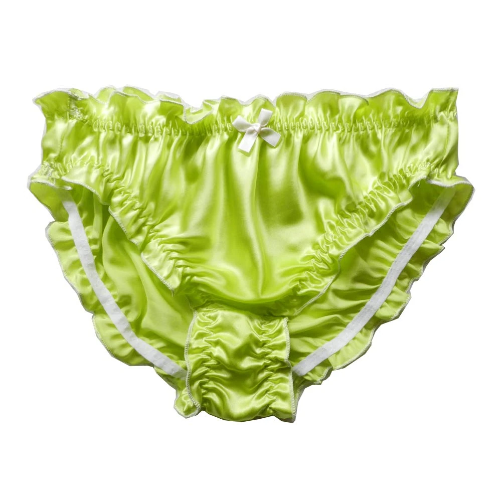 Yavorrs Women 100% Silk Panties Flouncing Bikini Briefs (UK, Alpha, M, Regular, Regular, green)