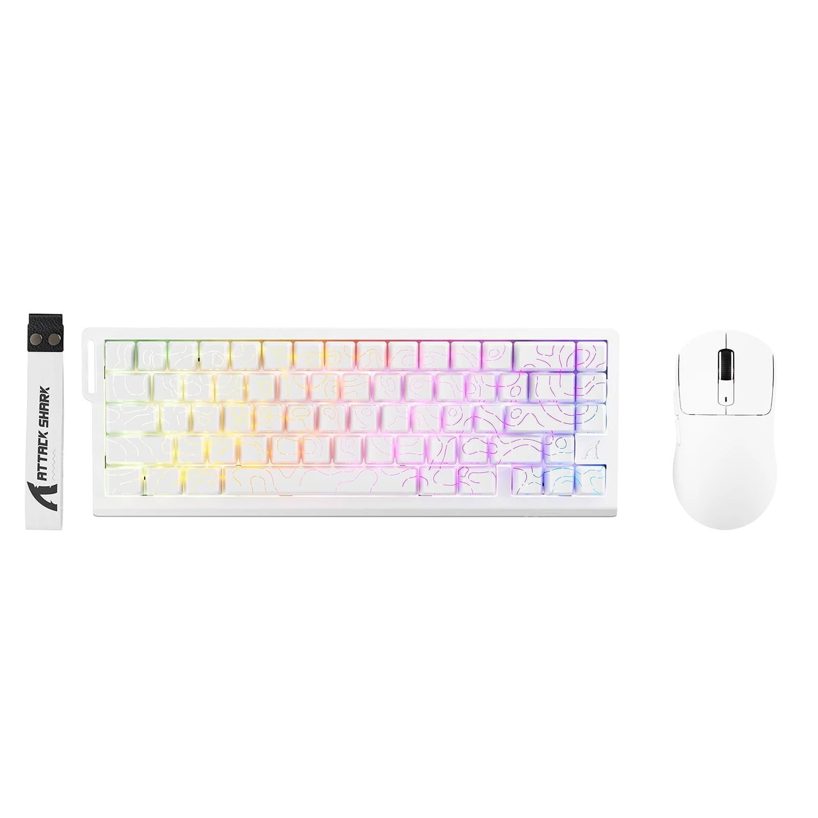 ATTACK SHARK X68 HE Wired Magnetic Keyboard with X3 Wireless Gaming Mouse Combos, 8000Hz Rapid Trigger Keyboard, 0.01mm RT Accuracy, 49g SUPERLIGHT Mouse, PAW3395, 26000 DPI - White Contours