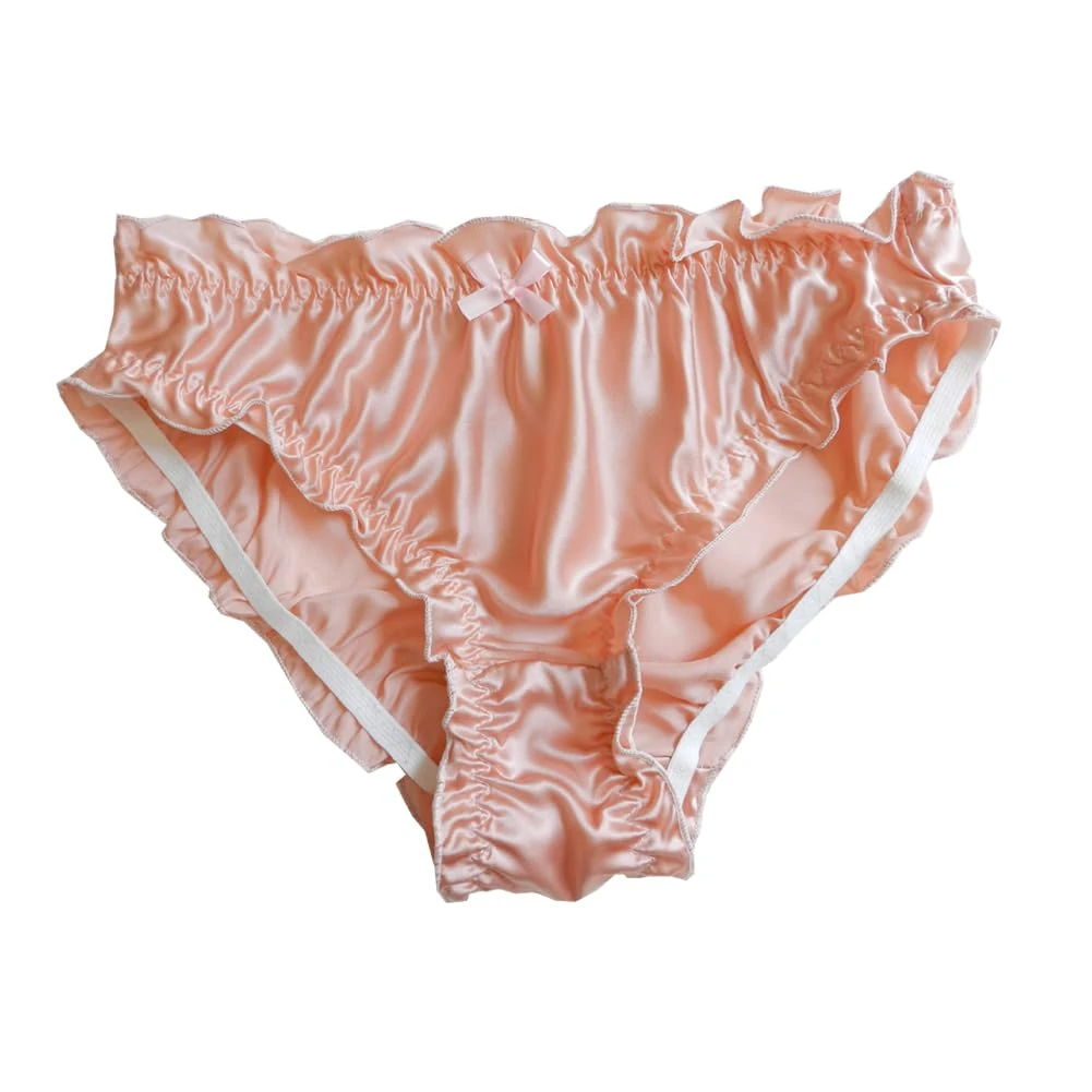Yavorrs Women 100% Silk Panties Flouncing Bikini Briefs (UK, Alpha, M, Regular, Regular, pink)