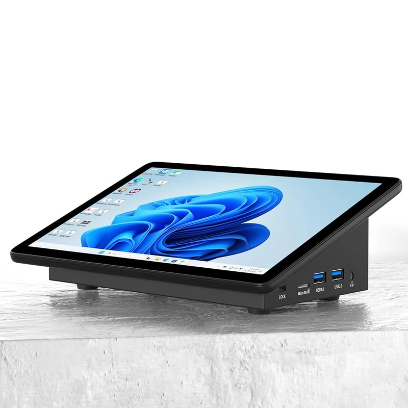 HEIGAOLAPC Mini PC Computer Mini Desktop PC 10.1 Inch Win 11 N5095, Mini-pc with Touchscreen, 8GB RAM, 128GB eMMC, 5000mAh Battery, Dual 4K Display Output, HDMI/WiFi5/BT5.0, Dual Rs232