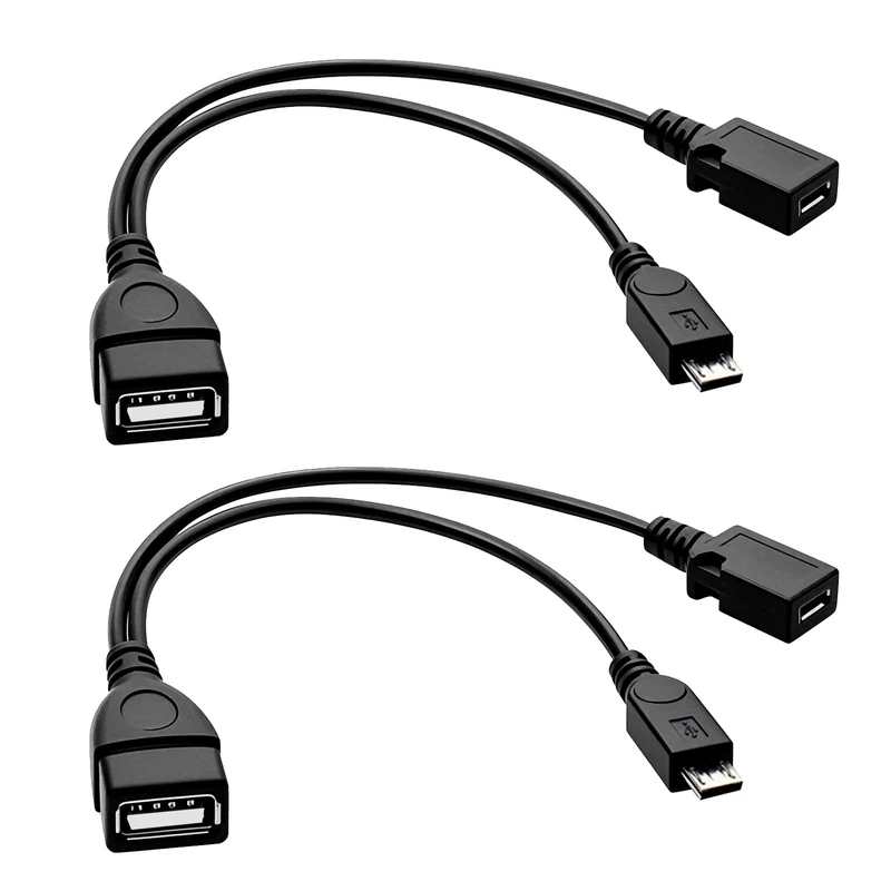 2 PCS 2-in-1 Micro USB to USB Adapter (OTG Cable + Power Cable) for FireStick,Port OTG Adapter for AMAZON FIRE TV STICK 2 TV 3 4K Samsung Andriod Micro(Black)