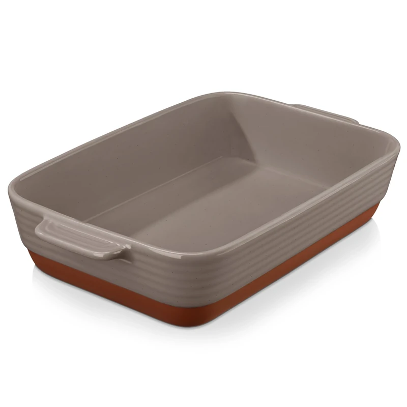 MALACASA 4.5L Lasagne Dishes for Oven, 9 x 13 Inches Brown Ceramic Oven Dish with Handles, Deep Rectangular Baking Dish Casserole Dishes, Lasagna Pan Bakeware for Roasting, Series TARA