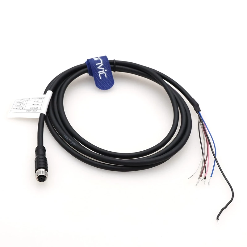 M8 6 Pin A Code Female to Open Aviation Sensor Cable Waterproof Shielded Electrical Cable for Industrial Automation Control Fieldbus Network 2m