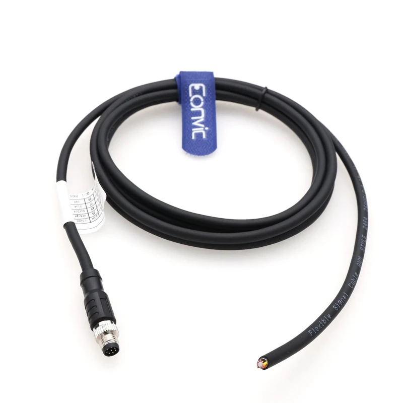 M8 8 Pin A Code Male to Open Aviation Sensor Cable Waterproof Shielded Electrical Cable for Industrial Automation Control Fieldbus Network