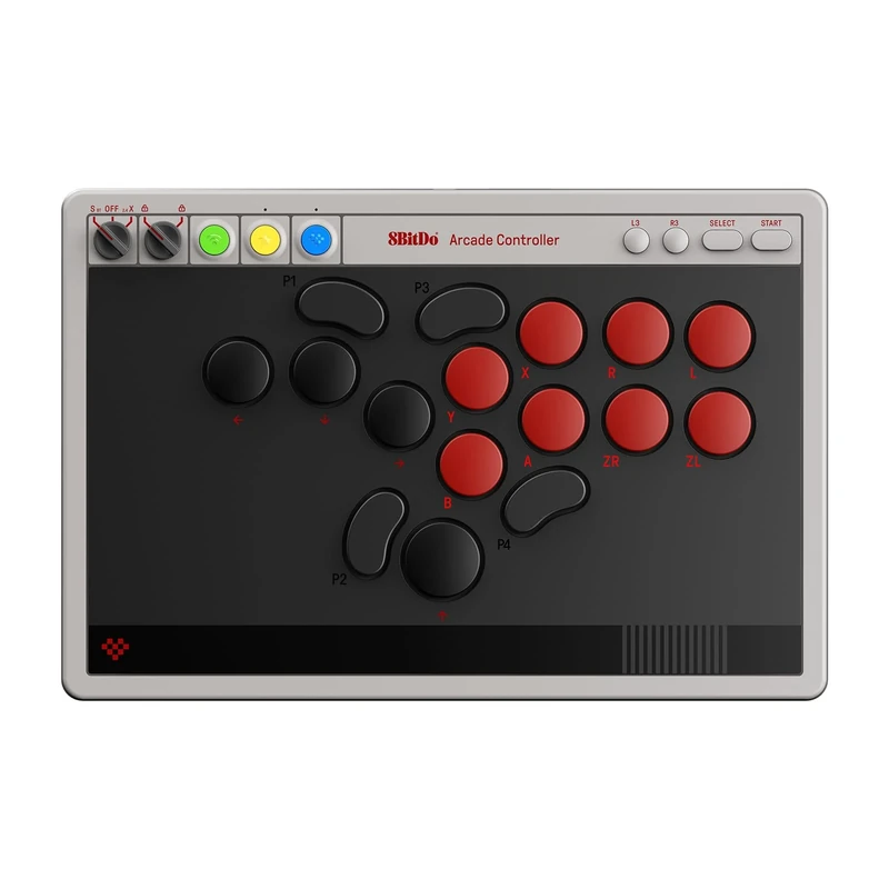 8Bitdo All-Button Arcade Controller for Switch, Switch 2 & Windows – Bluetooth, 2.4G, Wired Connectivity, Low-profile Mechanical Switches, 4 Programmable Buttons, Hot-swappable PCB