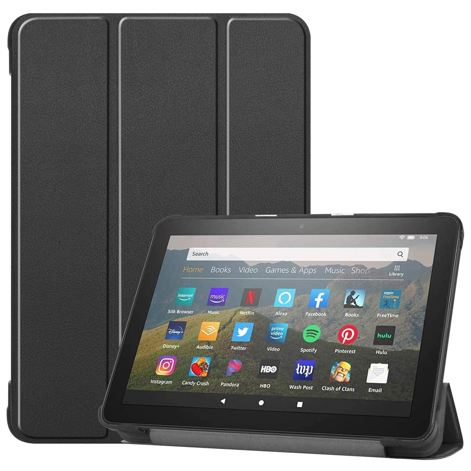 Fire HD 8 & 8 Plus Tablet Case(12/10th Gen, 2024/22/20 Release), Smart Trifold Stand With Soft TPU Back Case, Auto Sleep/Wake(Black)