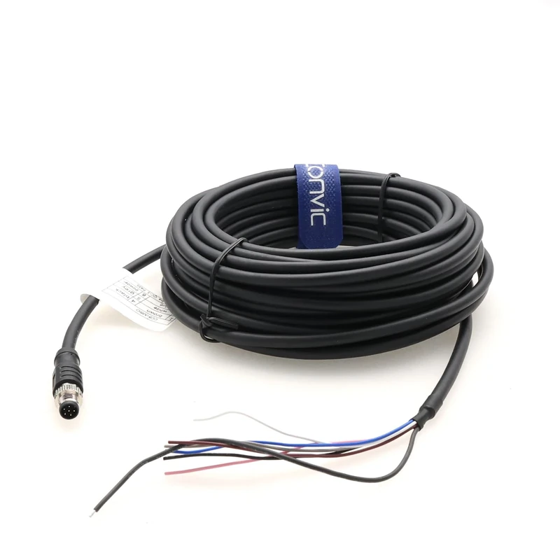 M8 6 Pin A Code Male to Open Aviation Sensor Cable Waterproof Shielded Electrical Cable for Industrial Automation Control Fieldbus Network 15m