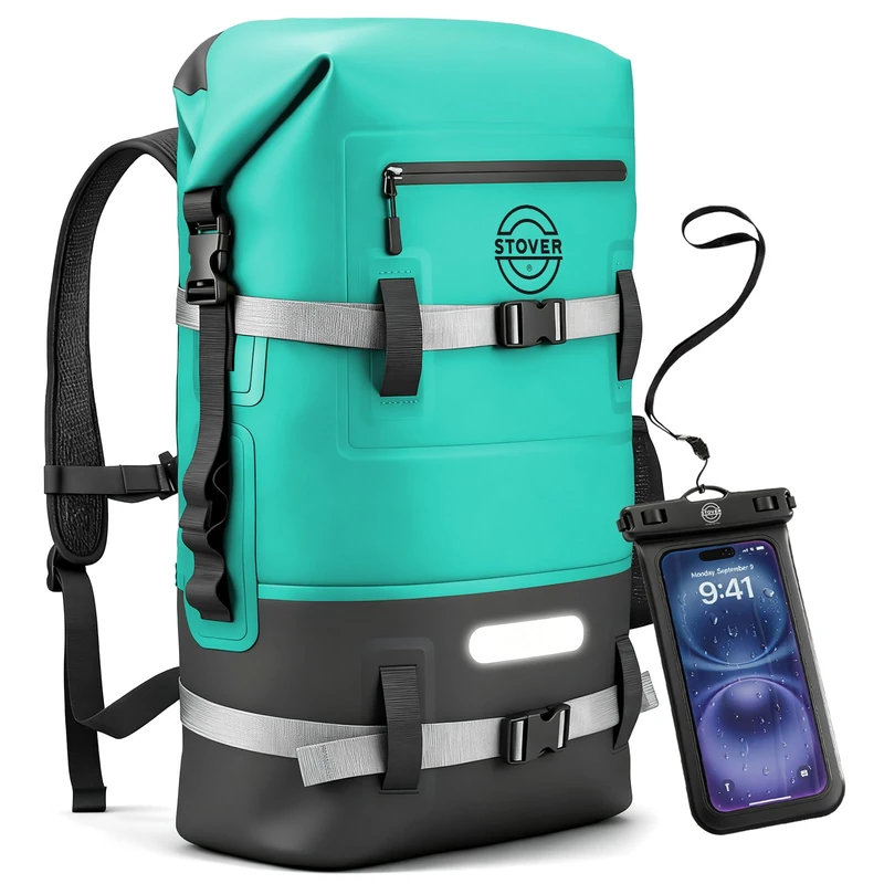STOVER 30/40/55L Waterproof Dry Backpack & Phone Case - Large Floating Dry Bag for Kayaking, Travel, Hiking, Fishing, Camping, Motorcycles & Beach, Heavy-Duty Roll Top Men/Women