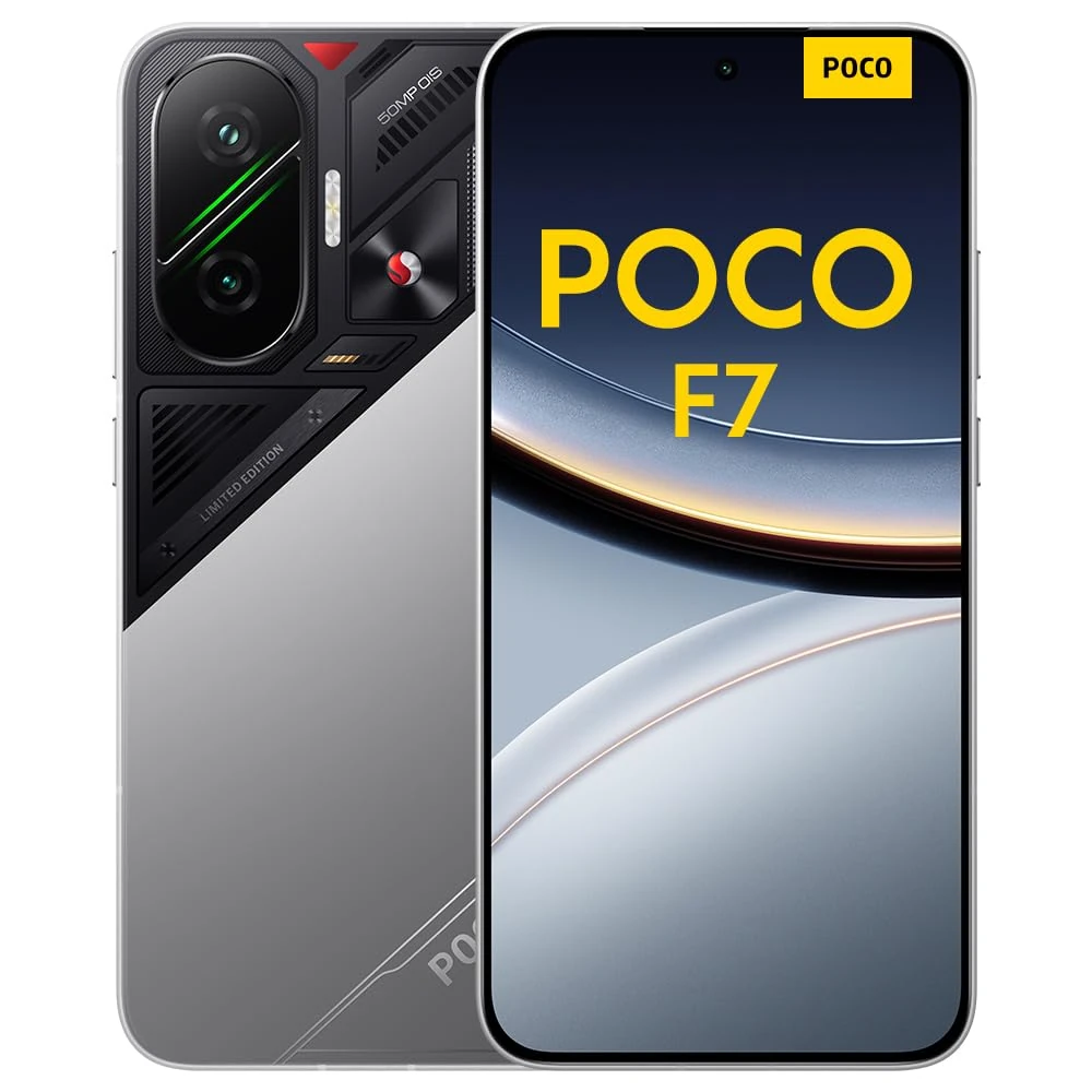 POCO F7 Smartphone, 12+512GB, Silver, Flagship Snapdragon® 8s Gen 4, 6500mAh battery, 50MP Sony camera with OIS, 6.83" 1.5K 120Hz AMOLED display (No power adapter included)