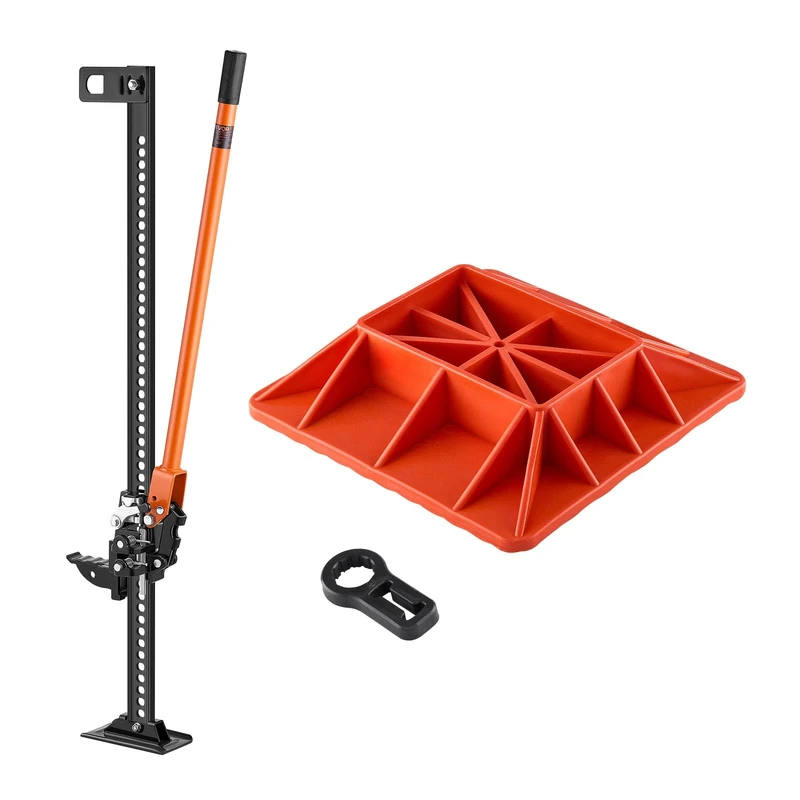 VEVOR Farm Jack with Base, 122cm Utility High Lift Farm Jack, 3.18 Ton Capacity Ratcheting Off Road Utility Jacks, Heavy-Duty Lift Jacks with 130.1-1079.5 mm Lifting Range for Tractor, Truck, SUV