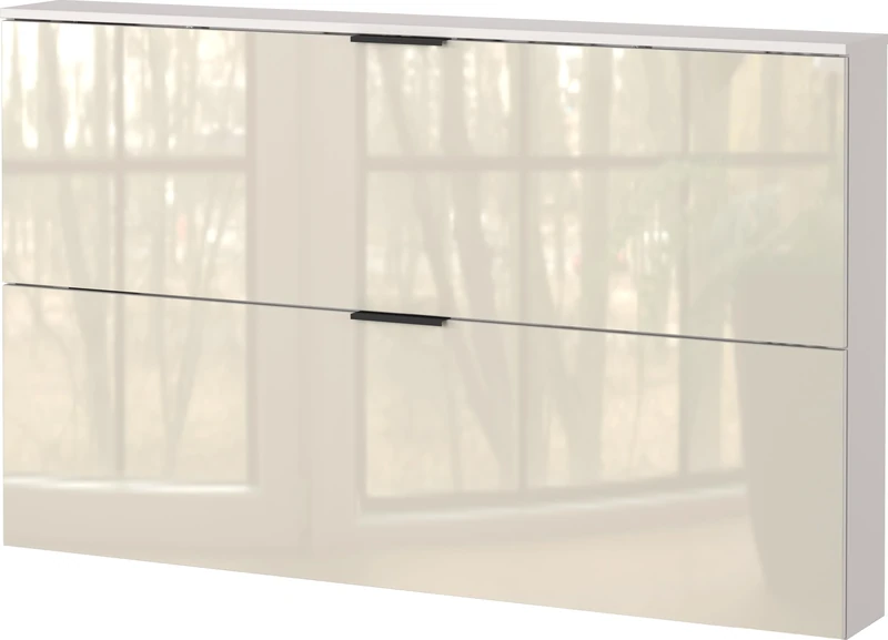 Germania GW-VALEGA Shoe cabinet 2620-572, in Cashmere, front with glass support, 140 x 85 x 19 cm (WxHxD)