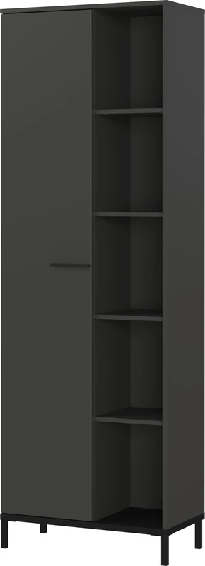 Germania GW-ROVIGO Filing cabinet 2237-547, in Graphite, with one door and open compartments, 64 x 190 x 34 cm (W/H/D)