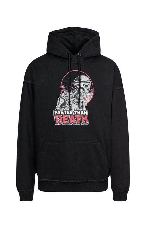 RUNNOWEEN Harris Hoodie Unisex Sweatshirt Hooded, Black/Light Blue, M - Image 1
