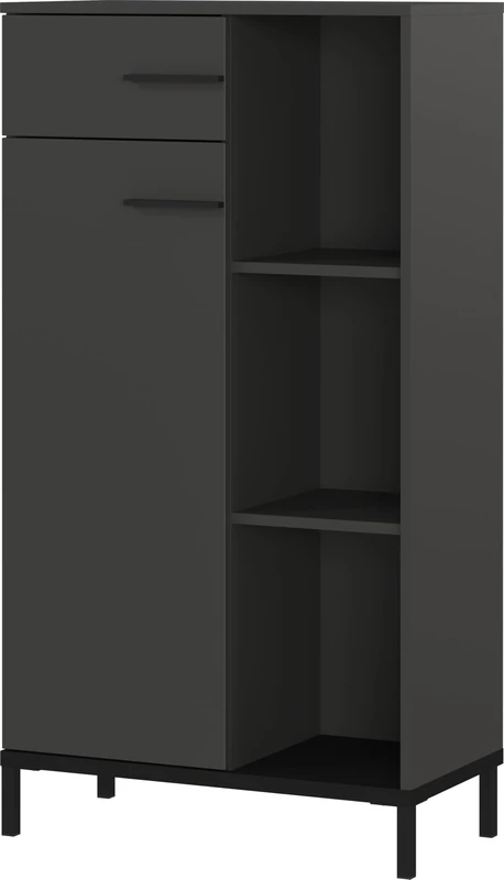 Germania GW-ROVIGO Filing cabinet 2235-547, in Graphite, with one door and one drawer, 64 x 120 x 34 cm (W/H/D)