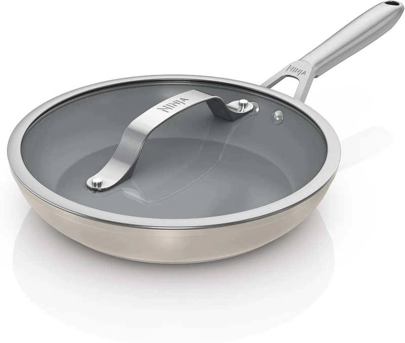 Ninja ZEROSTICK Ceramic Pro 32 cm Frying Pan, Scratch Resistant, Made PTFE-Free, All Hob Compatible, Stone, CW30032UKST