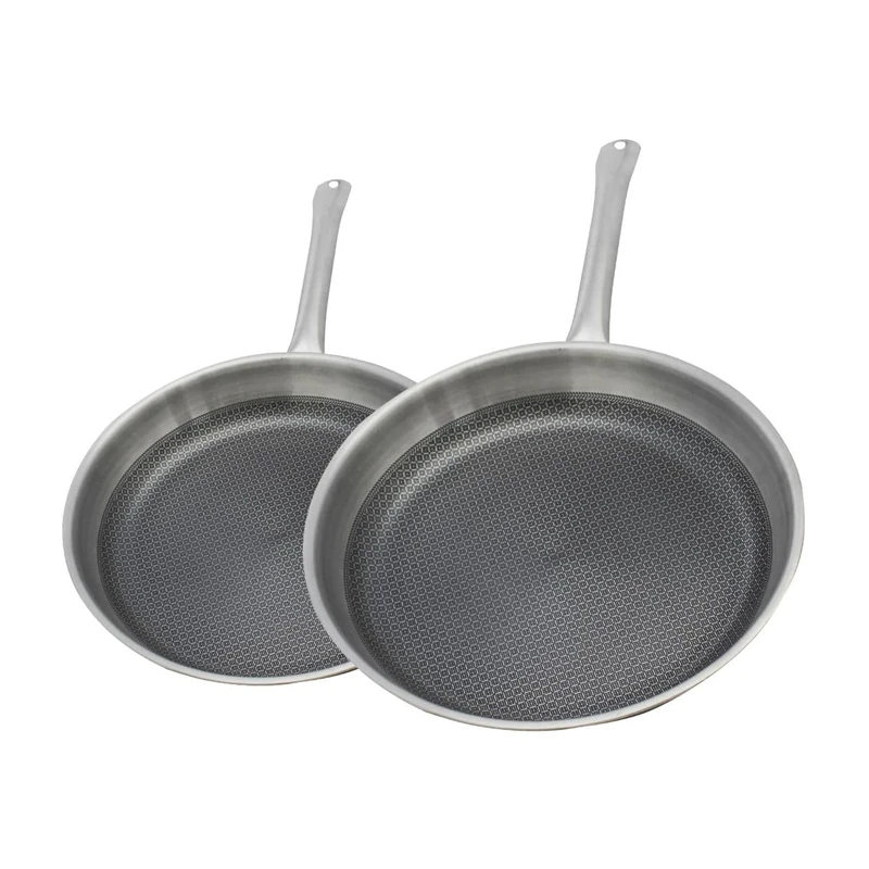 Elo 9349750 Set of 2 Frying Pans 24 and 28 cm 18-10 Stainless Steel, PFAS Free PFAS, Induction Compatible, Non-Stick Mineral Coating PFAS-Free, 18-10 Stainless Steel, Aluminium Grey, 24 and 28 cm