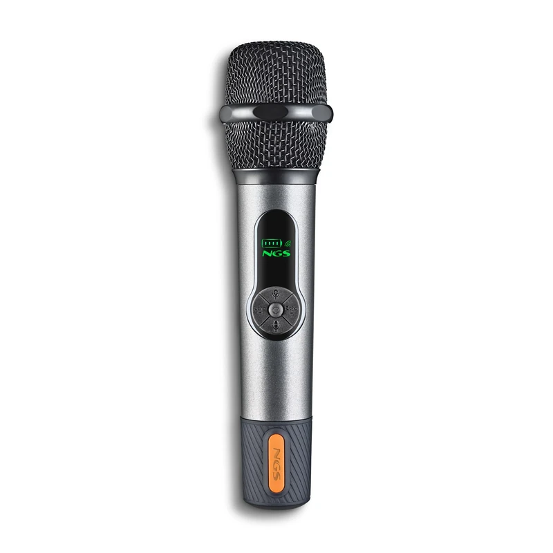 NGS Singer Star – Dynamic Wireless Microphone 2.4GHz, 30h Autonomy, Volume and Echo Control, Battery Indicator, 3.5 mm and 6.3 mm Jack Connection – Ideal for Karaoke and Events